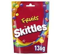 Skittles Fruits Flavour Rainbow Chewy Sweets Sharing Pouch Bag, 136g | Chewy Fruit Sweets, Rainbow Snacks Mix, Ideal For Movie Night Snacks, Home Cinema Treats, Fun Family Sharing Snacking