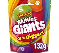 Skittles Giants Fruit Flavoured Chewy Vegan Sweets Sharing Pouch 132g | Vegan Fruit Sweets, Movie Night Snacks, Birthday Party Treats, Halloween Trick Or Treat Bowls, Perfect For Celebrations