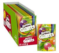 Skittles Giants Sour Sweets Pouch Bag 132g (1X15 Bags)