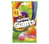 Skittles Giants Vegan Chewy Sour Sweets Flavoured 116g (Pack of14)
