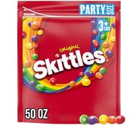 SKITTLES Original Chewy Candy Rainbow Colorful Bite Size Snacks for Celebrations, Parties, Holiday, Candy Dishes, Party Size, 50 oz Bag