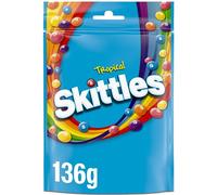 Skittles Vegan Chewy Sweets Tropical Fruit Flavoured Pouch Bag 136g