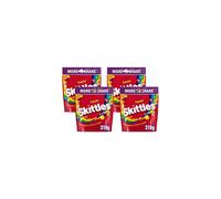 Skittles Vegan Chewy Sweets Fruit Flavoured Sharing Pouch Bag 318g (Pack of 4)