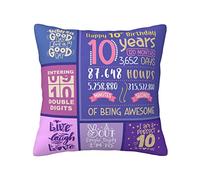 Skizbcw Gifts for 10 Year Old Girl - 10th Birthday Decorations for Girl - 10 Year Old Girls Birthday Gifts Ideas - Gift for Ten Years Old Girls - 10th Birthday Gift Throw Pillow Covers 18 x 18 inch