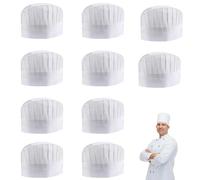 SKJAXF 10 Pcs Chefs Hat, Chef Hat, Chef Hats, Chefs Hats for Adults, Chef Hats for Men, Suitable for Home Kitchens, Food Occasions, Courses and Parties, Restaurants, Cooking. White