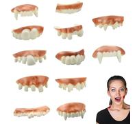 SKJAXF 12 Piece Demon Vampire Teeth - Fake Teeth for Kids & Adult Halloween Masquerade Costume Party