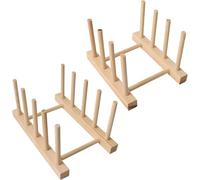 SKJAXF 2Piece Set Wooden Plate Rack, plate rack for cupboard for Kitchen Cupboard Organization, Plate Holder and Chopping Board Stand, Sturdy Pine Wood Plate Organizer (16x13cm + 20x13cm)