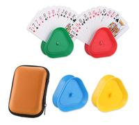 SKJAXF 5 Piece Playing Card Storage Set, 4PCS Hand-Free Triangle Plastic Playing Card Holder and 1PCS Playing Card Case, Suitable for Groups Who Like to Play Cards Hands Card Stand Holder