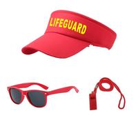 SKJAXF Lifeguard Costume, 3-Piece Lifeguard Accessories Set with Hat, Whistle, and Glasses, Perfect for Baywatch Costume, Halloween, Pool Party, and Fancy Dress