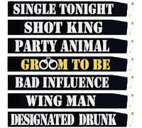 SKJIAYEE 7 Pcs Bachelor Party Sashes Set - Funny Groom to Be/Team Groom/Groomsmen/Best Man Sash for Men Bachelor Bachelorette Party Accessories Favors Supplies Decorations Gifts(Black, Silver)