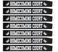 SKJIAYEE 7 Pcs Homecoming Court Sashes, Black Satin Homecoming Sash with Silver Glitter Letter Decorations for School Dance King Queen Graduation Party, High School or College Prom Party Favors