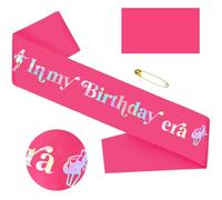 SKJIAYEE In My Birthday Era Birthday Sash with Iridescent Foil, Hot Pink Birthday Sash Decorations for Girls Women Any Birthday Party, Popular Singer Party Favors, Music Girl's Birthday Gifts