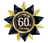 SKJIAYEE It's My 60th Birthday Buttons Pins Handmade(3.8*3.8inch), Black Gold Funny Grosgrain Ribbon Tinplate Badge for Women or Men 60th Birthday Party Decorations Supplies Ideas Gifts Jokes Favors,