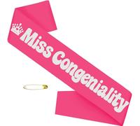 SKJIAYEE Miss Congeniality Pageant Sash, Hot Pink White Halloween Costume Sash for Special Events or Occasions, Hallowmas Cosplay, Overall Best, Beauty Queen Accessories Supplies Gifts Jokes