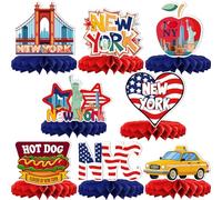 SKJIAYEE NYC Cityscape Party Decorations, New York City Theme Honeycomb Centerpieces for NYC Cityscape Party Decorations, Ideas, Jokes and Favors, New York Birthday Centerpieces for Tables