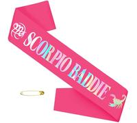 SKJIAYEE Scorpio Baddie Sash for October November Birthday Party, Hot Pink Zodiac Scorpio Birthday Sash for Horoscope, Astrology Bday Party Decorations, Ideas, Jokes and Favors(Pink+Iridescent Foil)