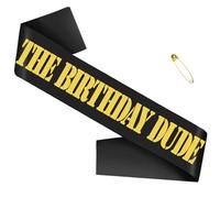 SKJIAYEE "THE BIRTHDAY DUDE Sash, Funny Black Gold Glitter Birthday Sash for Women and Men Birthday Party Favors Decorations Supplies Accessories, Great for Any Birthday Gifts Ideas(Black+Gold)