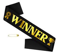 SKJIAYEE Winner Sash with Gold Foil, Black Winner Satin Sash Celebrate in Style at Parties, Contests, Sporting Events and Competitions, Beauty Pageant Gold Sashes, Champion, Victor Party Decorations