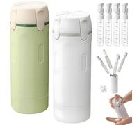 SKJJM 2 PCS 4 in 1 Refillable Travel Bottle Dispenser, Portable Leak Proof Essentials Travel Bottles for Toiletries, Reusable Squeezable Pump Bottles Containers for Shampoo Lotion Conditioner Cream