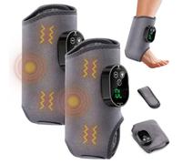 SKJJM 2 Pcs Foot Massager with Heat and Vibration, Cordless Rechargeable Compression Wrap,6 Heat Levels & 3 Vibration Modes,3000mAh Circulation Booster with Extension Belt for feet Legs Knees & Ankles