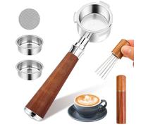 SKJJM 51mm Bottomless Portafilter 3 Ears, Professional Espresso Portafilter with 2 Filter Baskets, WDT Tool, Puck Screen,Metal Base, Solid Wood Handle for De-longhi Dedica EC680 EC685 EC785 EC820