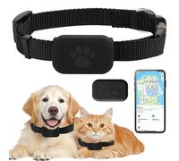SKJJM Cat Tracker, Pet GPS Tracker for Small Dogs and Cats, No Monthly Fee No SIM Required, Compatible with iOS/Android, Real-Time Location Tracking, Anti-Loss, Waterproof Adjustable for All Cats Dogs