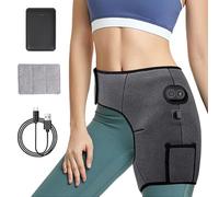 SKJJM Cordless Hip Heating Pad for Sciatica Pain Relief, 5000mAh Power Bank Included Portable Heated Hip Brace with 2 Extension Straps, Heated Hip Wrap 3 Heat Levels and 6 Vibration Massage (Grey)
