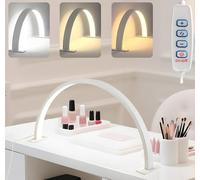 SKJJM Nail Light for Desk, Half Moon Light for Nail Desk, 3 Color Modes and Brightness Nail Desk Light, USB Powered Nail Desk Light for Nail Tech Beauty Eyelash Makeup Salon Tattoo Crafts (White)