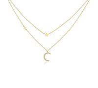 SKJUBLPG 925 Double Moon Star Long Chain Necklace Womens Choker Stackable Pendant Luxury Jewelry Gold
