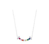 SKJUBLPG 925 Smile Square Rainbow Color Pendant Necklace Fashion Women Fine Jewelry