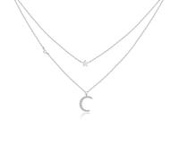 SKJUBLPG 925 Star Moon Long Chain Necklace Women'S Double Stackable Pendant Luxury Jewelry Silver