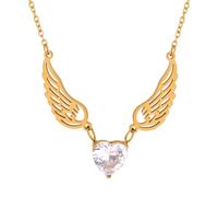 SKJUBLPG Angel Wings Love Heart Tassel Necklace Women Party Jewelry Fashion Accessories