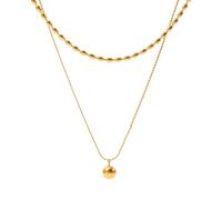 SKJUBLPG Double Bead Chain Beaded Pendant Necklace Women'S Classic Fashion Charm Jewelry