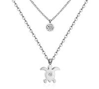 SKJUBLPG Double Chain Necklace Turtle Pendant Jewelry Women Men Steel