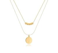 SKJUBLPG Double Layer Letter Round Pendant Necklace Women'S Eternal Jewelry Party Accessories