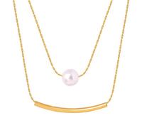 SKJUBLPG Double Layer Round Thin Tube Pearl Pendant Necklace Elegant Women'S Fashion Accessories
