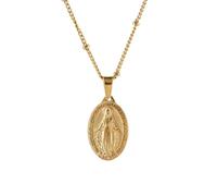 SKJUBLPG Double Totem Virgin Mary Pendant Necklace Oval Charm Chain Style Jewelry Women