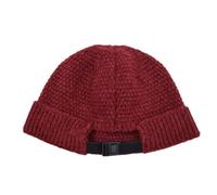 SKJUBLPG Hats Caps Skullies Beanies Beanie Mens Knitted Hat Adjustable Buckle Black Solid Color Ski Womens Head56-58Cm Winered