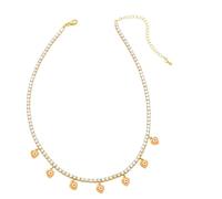 SKJUBLPG Luxury Transparent Tennis Chain Necklace Choker Women'S Personality Jewelry Can Be Worn With Exquisite Versatile Orange