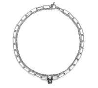 SKJUBLPG Punk Pendant Necklace For Men Boys Double Layer Square Chain Trendy Men'S Jewelry Clasp