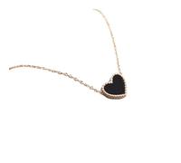 SKJUBLPG Red And Black Heart Shaped Necklace Women Double Sided Pendant Fashion Jewelry Cute Rosegoldchain