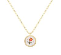 SKJUBLPG Vintage Orange Tulip Flower Round Pendant Women Fashion Necklace Jewelry Collar