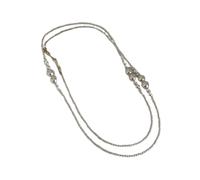 SKJUBLPG Vintage White And Gray Pearl Beaded Necklace For Women Long Sweater Chain Can Be Worn With Exquisite Versatile