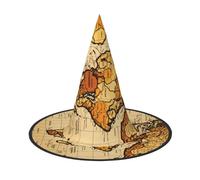 SKKNT Abstract World Map Print Halloween Witch Hat Unisex Carnival Costume Accessory Cap Parties Themed Events