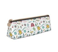 SKKNT abstraction biology chemistry4 Print Cosmetics Case Large Capacity Triangle Design Zippered Pen Holder for Writing Tools