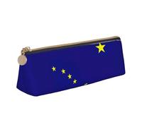 SKKNT Alaska state flag Print Cosmetics Case Large Capacity Triangle Design Zippered Pen Holder for Writing Tools
