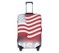 SKKNT American Flag Print Washable Suitcase Cover Personalized Luggage Protector Travel Elastic Anti Scratch, Black, Large