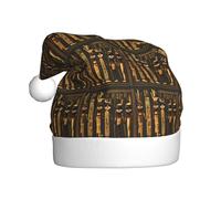 SKKNT Ancient Egyptian Hieroglyph Print Adult Christmas Hat Festive Costumes Santa Hats Trim Ball Holiday Parties New Year