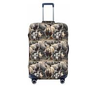 SKKNT angry rhino Print Washable Suitcase Cover Personalized Luggage Protector Travel Elastic Anti Scratch, Black, XL