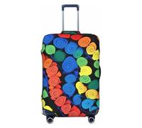 SKKNT Bear Dancing Tie Dye Print Washable Suitcase Cover Personalized Luggage Protector Travel Elastic Anti Scratch, Black, L
